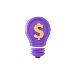 A purple lightbulb icon with a dollar sign, representing financial ideas or business innovation. isolated on a transparent background, png, cutout