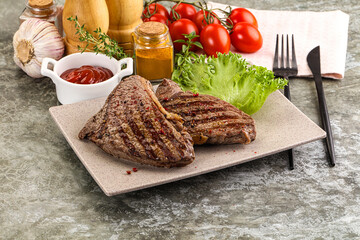 Delicus grilled beef steak with sauce