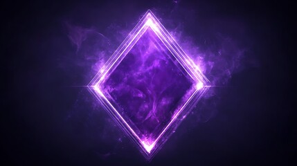 Purple Diamond with Neon Outline, Abstract Background