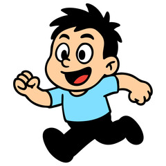 cartoon boy running