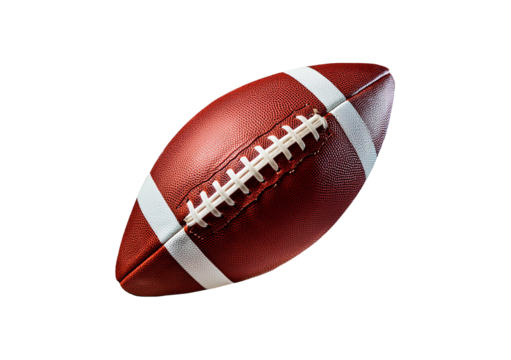 American football flying isolated on a transparent or white background