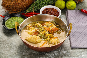 Chinese wonton soup with dumplings