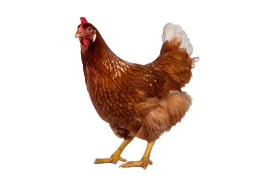 Digital AI electronic brain made from metallic isolated on a transparent or white background.