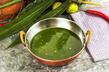 Green spinach cream vegan soup