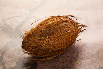 Natural exotic brown hairy coconut