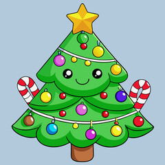 Festive Christmas Tree with Ornaments and Star