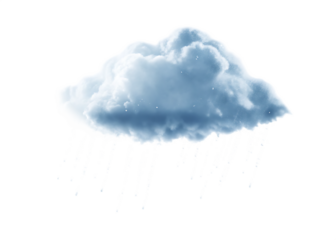 Fluffy rain cloud with falling water isolated on a transparent background weather