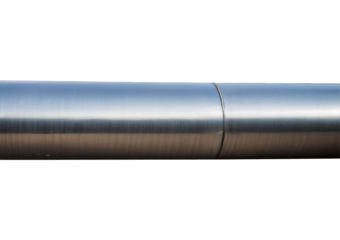 Horizontal large thick steel pipe isolated on transparent or white background