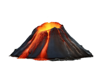 Lava volcano isolated on transparent or white background