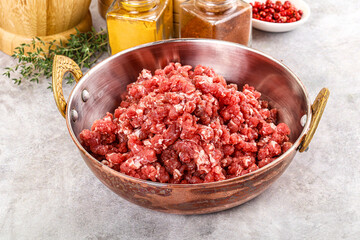 Raw beef minced meat for cooking