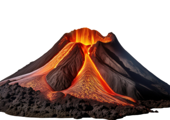 Lava volcano isolated on transparent or white background
