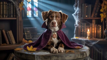 Adorable Dog in Vampire Costume for Halloween