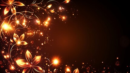 Gold floral glowing background