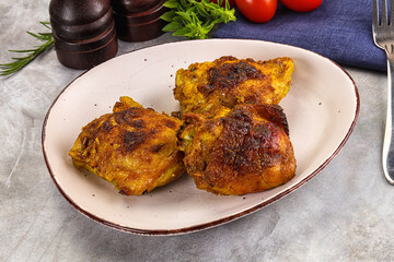 Roasted chicken thighs  with spices
