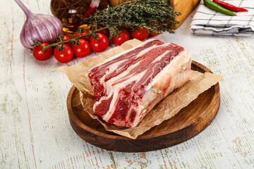 Raw beef ribs for cooking