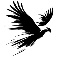 Silhouette of an eagle flapping its wings