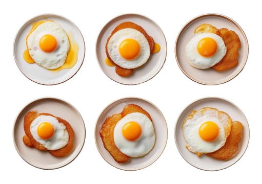 Collection of Fried egg, sunny side egg, illustration,isolated on transparent or white background