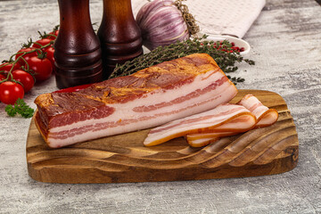 Fat bacon cut with slices