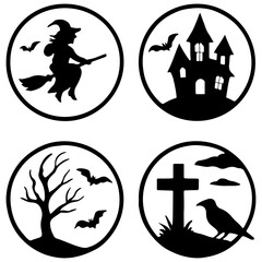 Fototapeta premium Halloween Elements Vector | Spooky Icons, Pumpkins, Ghosts, Bats & More | 