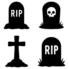 Obraz premium Halloween Elements Vector | Spooky Icons, Pumpkins, Ghosts, Bats & More | 