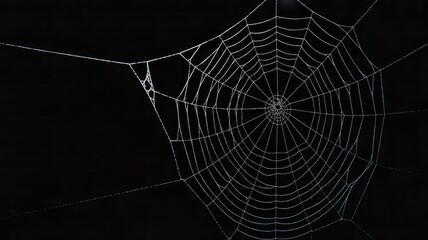 Intricate Spiderweb on Black Background Nature's Geometric Masterpiece