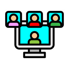 Online Conference Vector Filled Icon Design