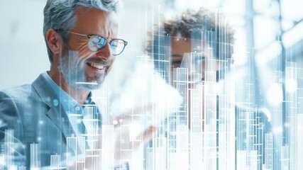 Man leads business collaboration on sustainable ESG investing, using green technology for future growth strategy - Powered by Adobe