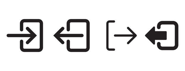 Login and Logout Symbol. Variations in Flat Design.