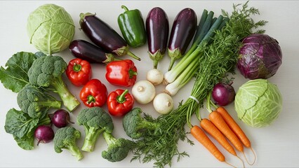 Assorted Fresh Vegetables on Light Background