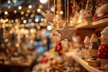 A Christmas scene filled with decorations, including star ornaments and snowmen, with a warm and romantic atmosphere, suitable for Christmas, festival, and decoration - related materials.