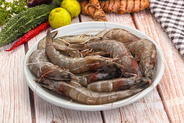 Raw fresh raw wild prawn