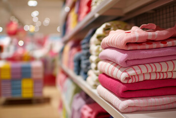 Colorful towels are neatly stacked on the shelf, with soft and rich colors, suitable for home, retail, and home - textile - related materials.