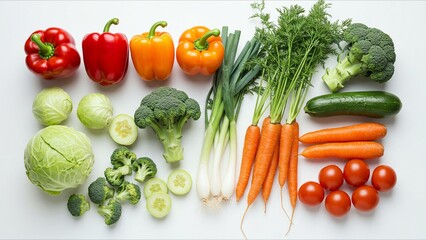 Assorted Fresh Vegetables on White Background