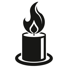 Candle with Flame vector clean black silhouette design white background