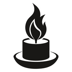 Candle with Flame vector clean black silhouette design white background