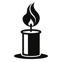Candle with Flame vector clean black silhouette design white background