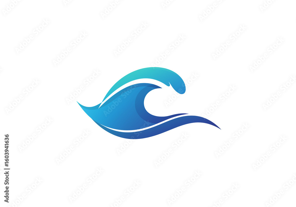 Poster a stylized blue wave with a gradient on a white background in a vector illustration