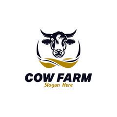 cow farm logo vector template