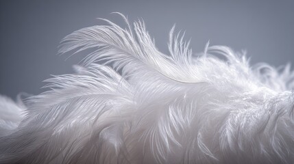 Close Up of White Soft Feathery Texture with Sparkling Light Effects Delicate Fluffy Bright Background