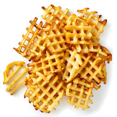 Golden Waffle Fries Piled Together