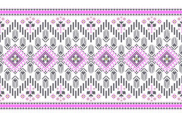 
Seamless crochet pattern with lace, arranged in pixelated geometric shapes in a zigzag pattern, using simple pink and gray tones.