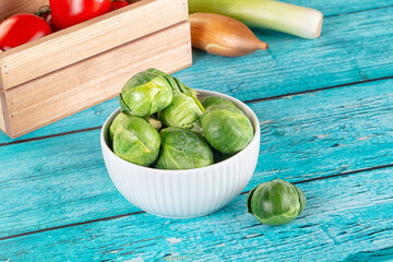 Raw green ripe brussels sprouts