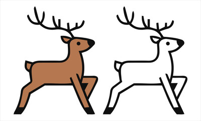 Whimsical Illustration of Brown and White Reindeer with Antlers – Cartoon Wildlife Art.