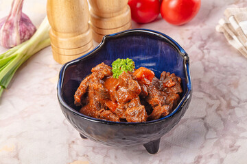 Hungarian goulash with beef meat