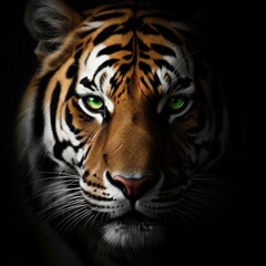 Obraz premium Intense Gaze of a Majestic Tiger in Darkness