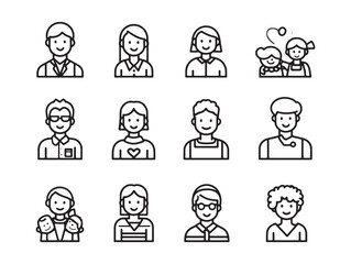 Volunteer Gathering minimalist 2D line set