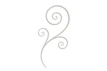 Decorative swirling vine with curl minimal design on transparent background