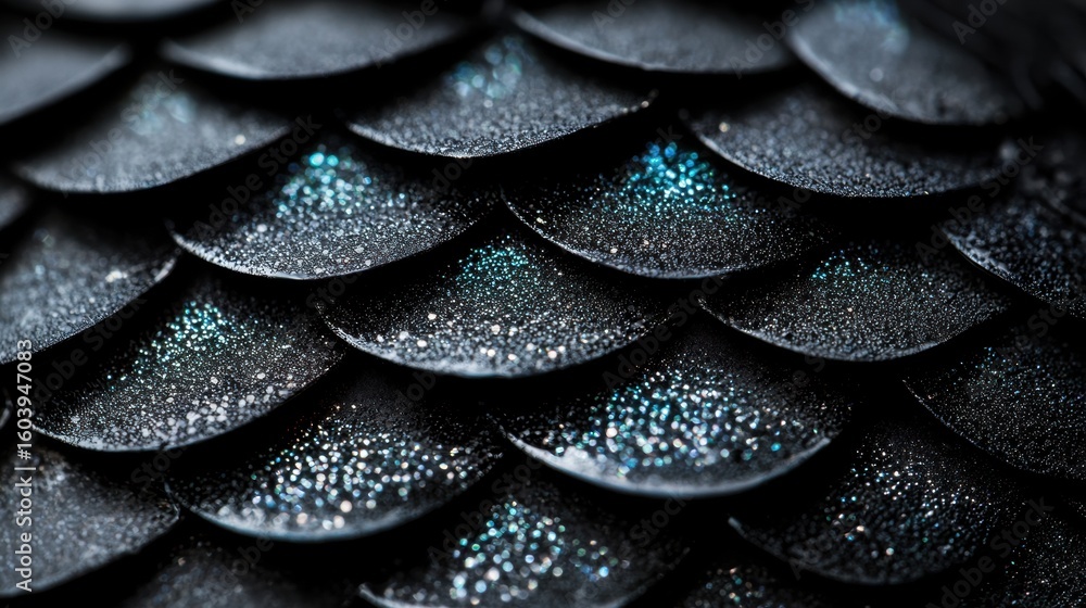 Poster a close-up view of a textured surface with a repeating pattern of small, sparkling particles.