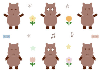 カピバラのイラストセット