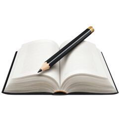 Open Book and Pencil Storytelling Education Writing Learning Reading Knowledge Book on transparent background